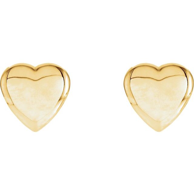 14K Yellow Heart Earrings