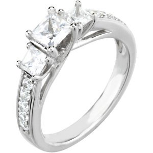 14K White 7/8 CTW Natural Diamond Engagement Ring 