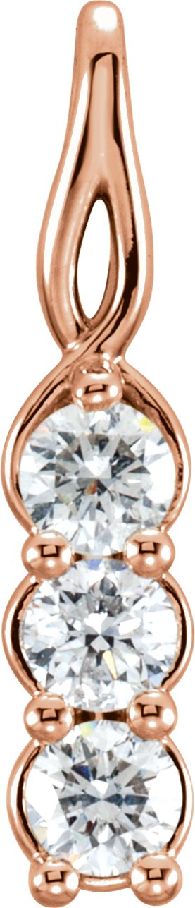 14K White 1/2 CTW Diamond 3-Stone Pendant