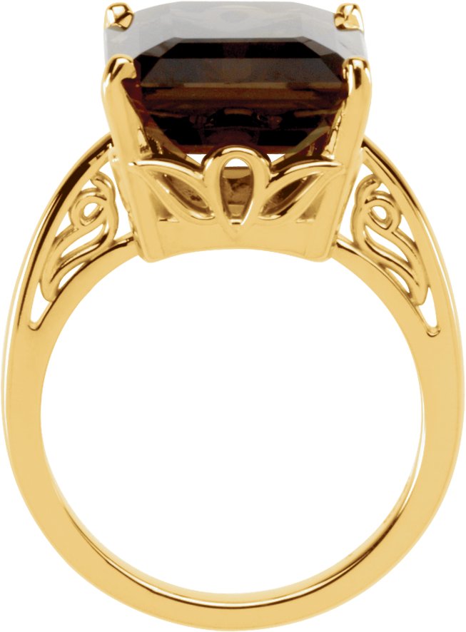 Natural Smoky Quartz Scroll Ring view 2