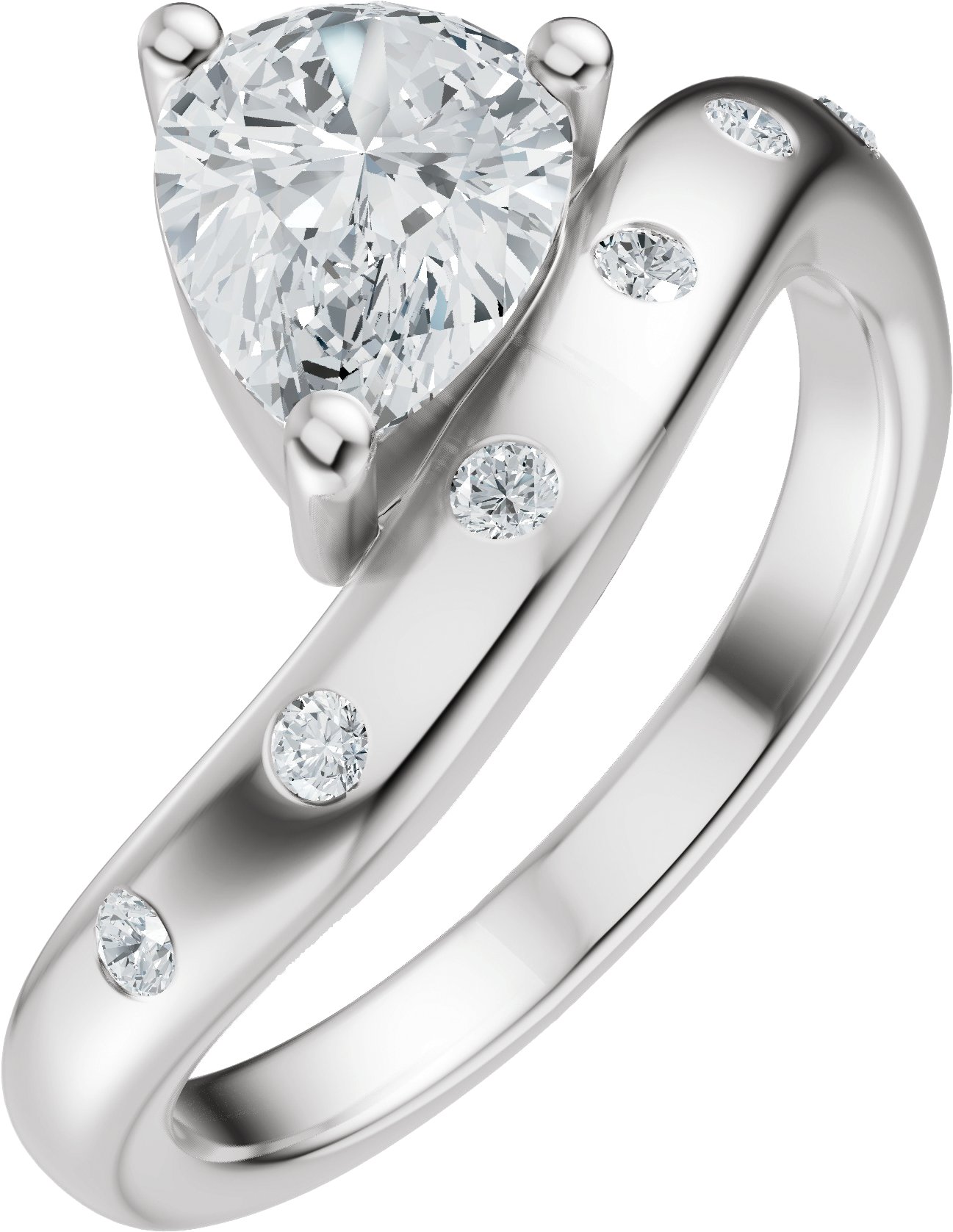 14K White 8x6 mm Oval 1/8 CTW Natural Diamond Semi-Set Engagement Ring