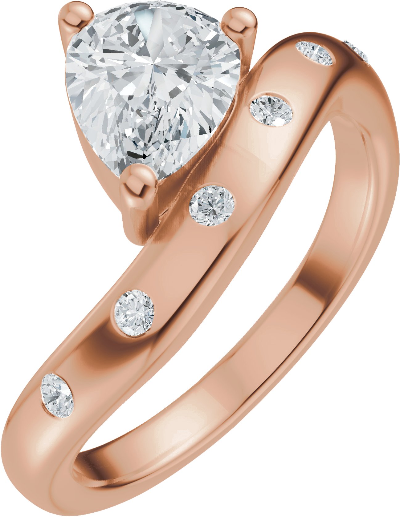 14K Rose 8x6 mm Oval 1/8 CTW Natural Diamond Semi-Set Engagement Ring