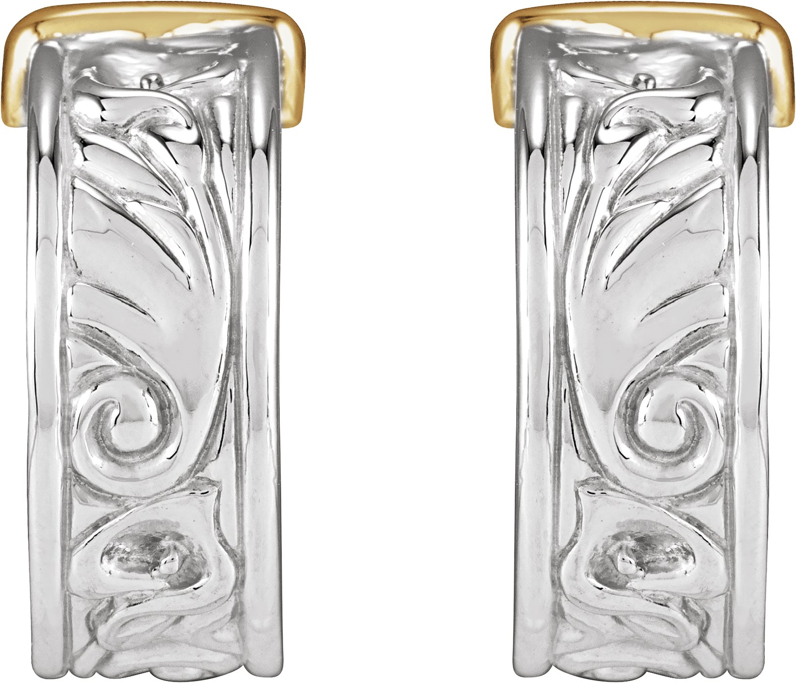 Alternative view of Calla Lily J-Hoop Earrings – Sterling Silver & 14K Yellow Gold