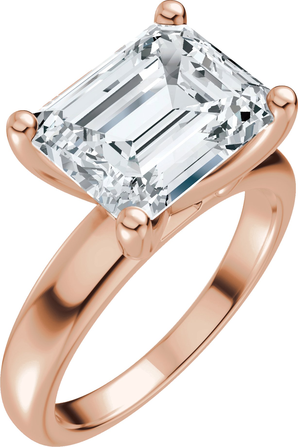 14K Rose 10x8 mm Emerald 1/4 CTW Lab-Grown Diamond Semi-Set Engagement Ring
