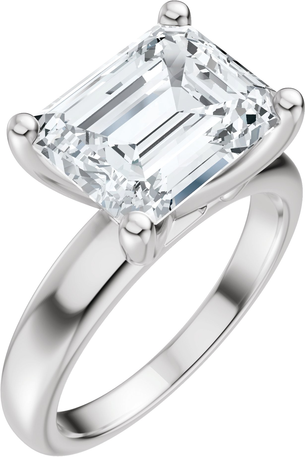 14K White 10x8 mm Emerald 1/4 CTW Lab-Grown Diamond Semi-Set Engagement Ring