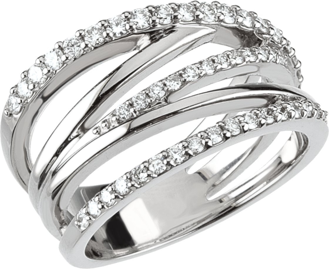 Platinum 1/2 CTW Diamond Criss Cross Ring