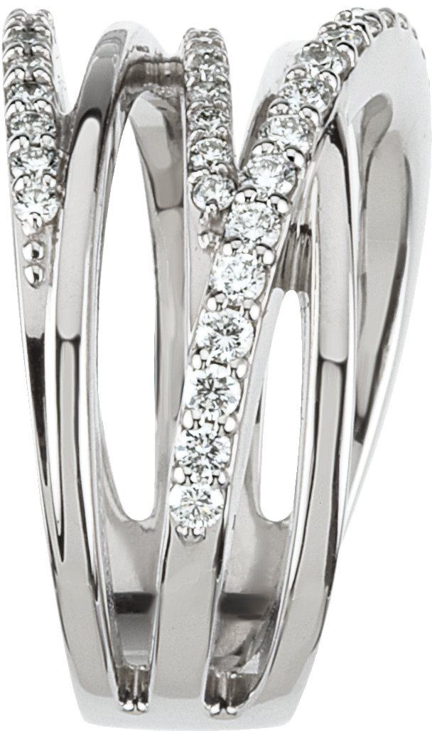 14K White 1/2 CTW Diamond Criss Cross Ring