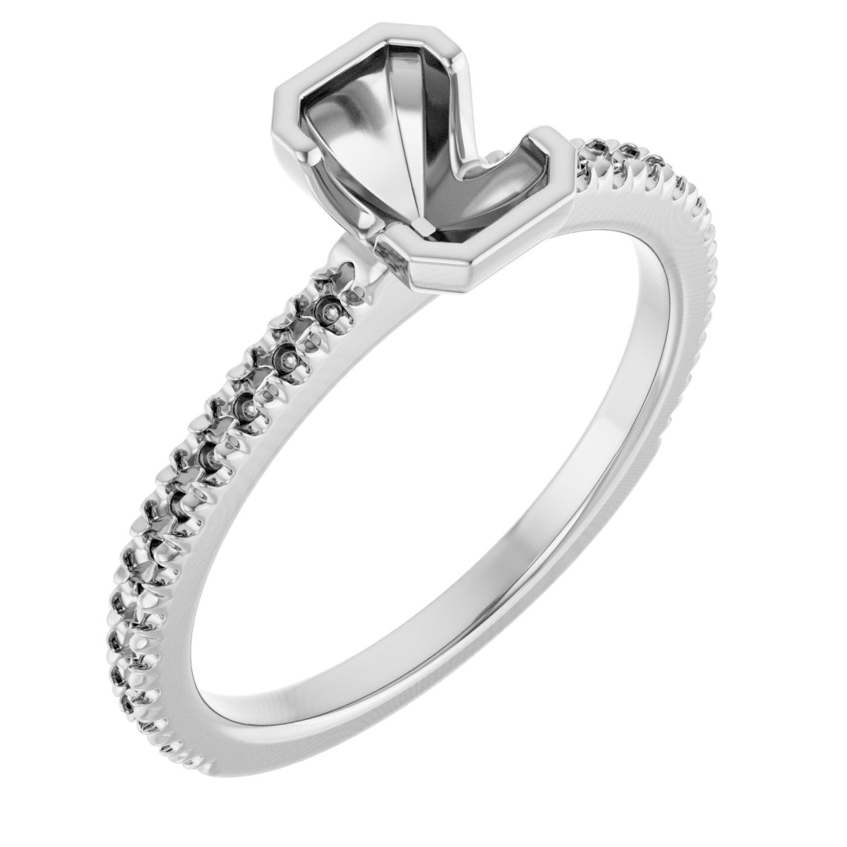 Half-Bezel Engagement Ring