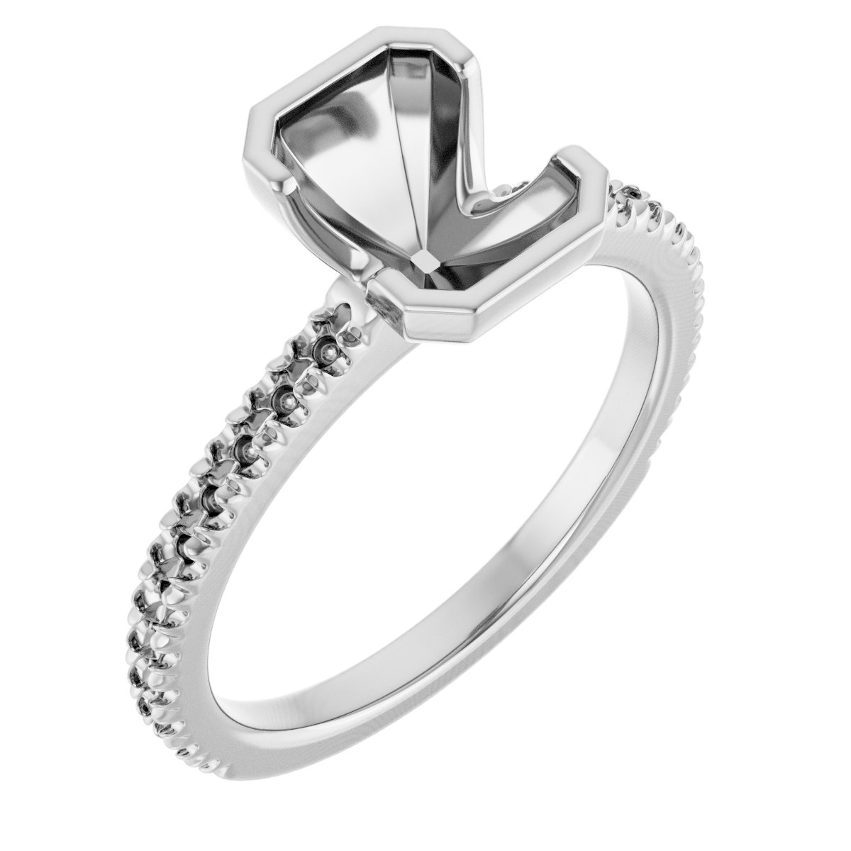 Half-Bezel Engagement Ring