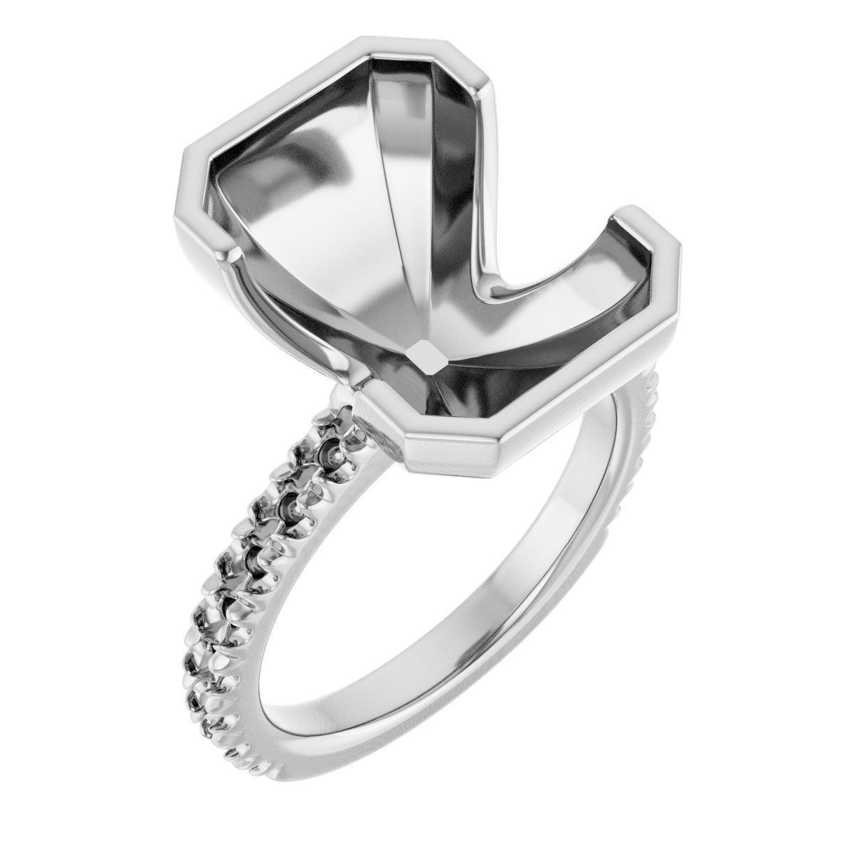 Half-Bezel Engagement Ring