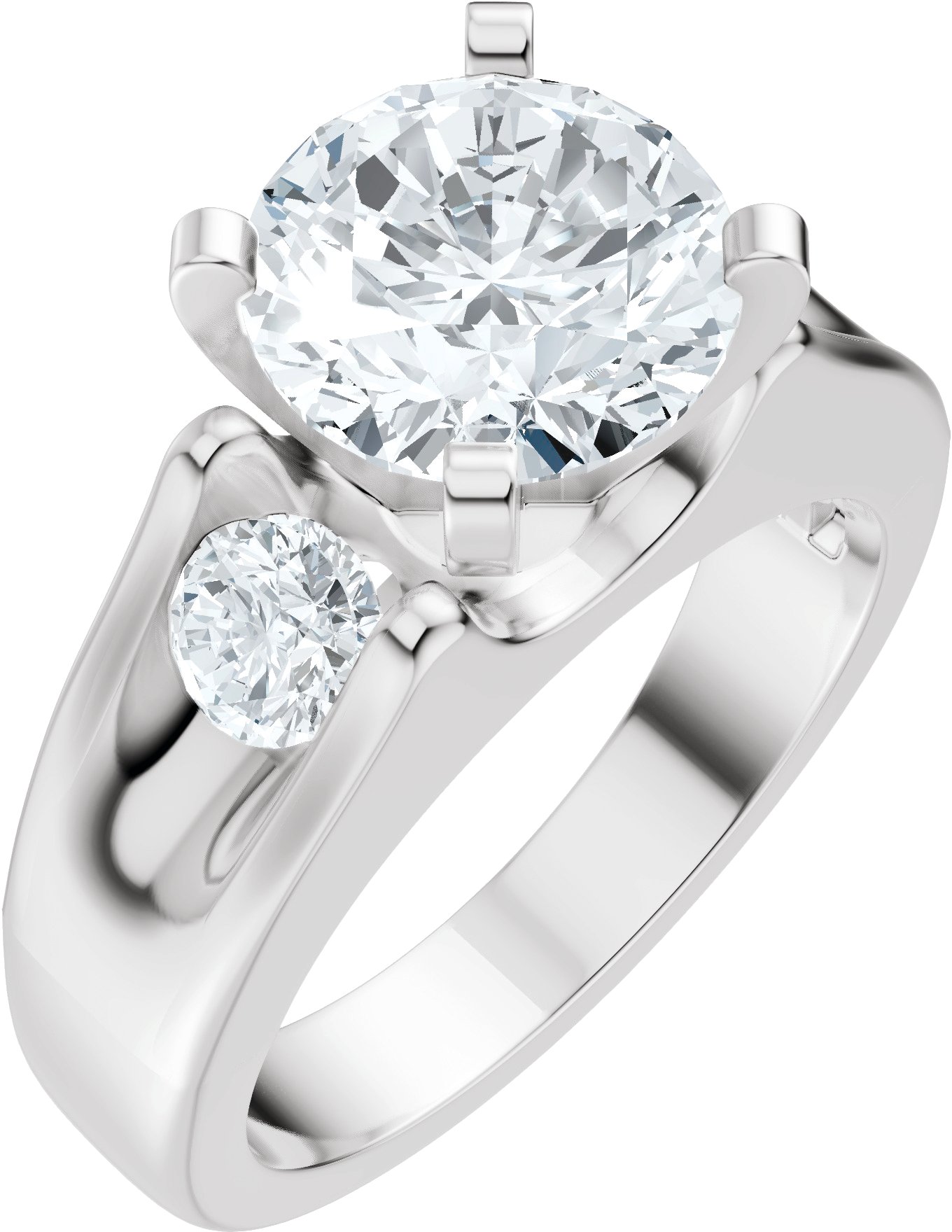 14K White 6.5 mm Round 1/2 CTW Natural Diamond Semi-Set Engagement Ring