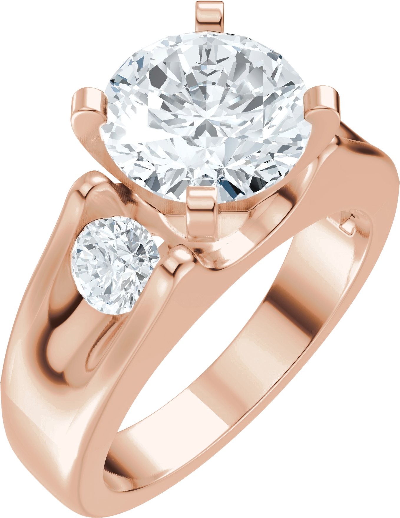 14K Rose 6.5 mm Round 1/2 CTW Natural Diamond Semi-Set Engagement Ring