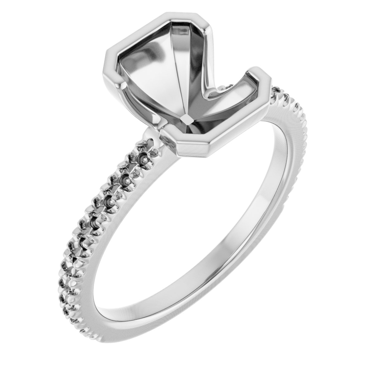 Half-Bezel Engagement Ring