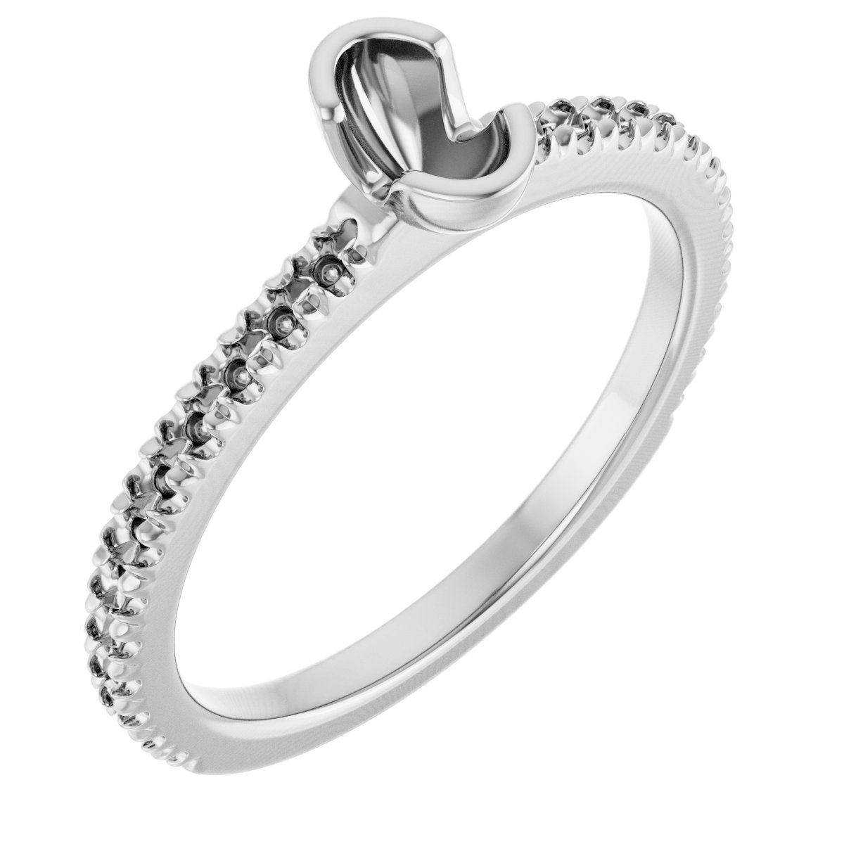Half-Bezel Engagement Ring