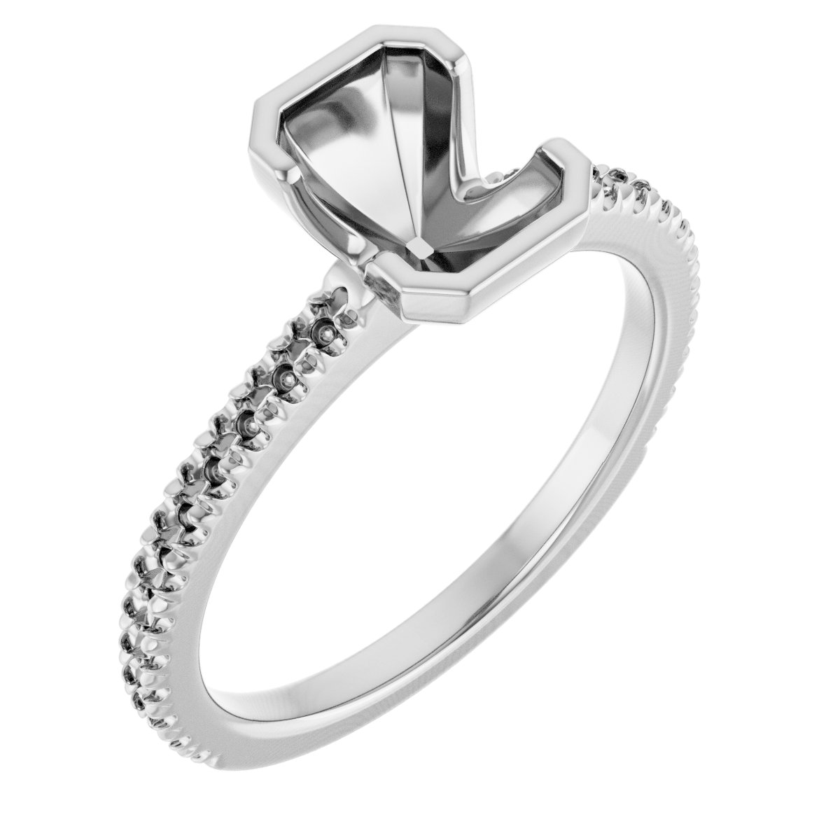 Half-Bezel Engagement Ring