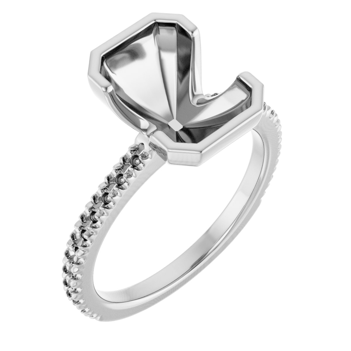 Half-Bezel Engagement Ring