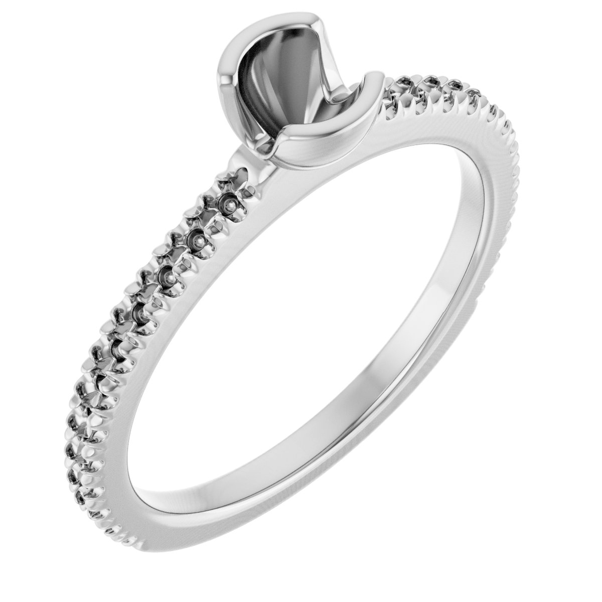 Half-Bezel Engagement Ring