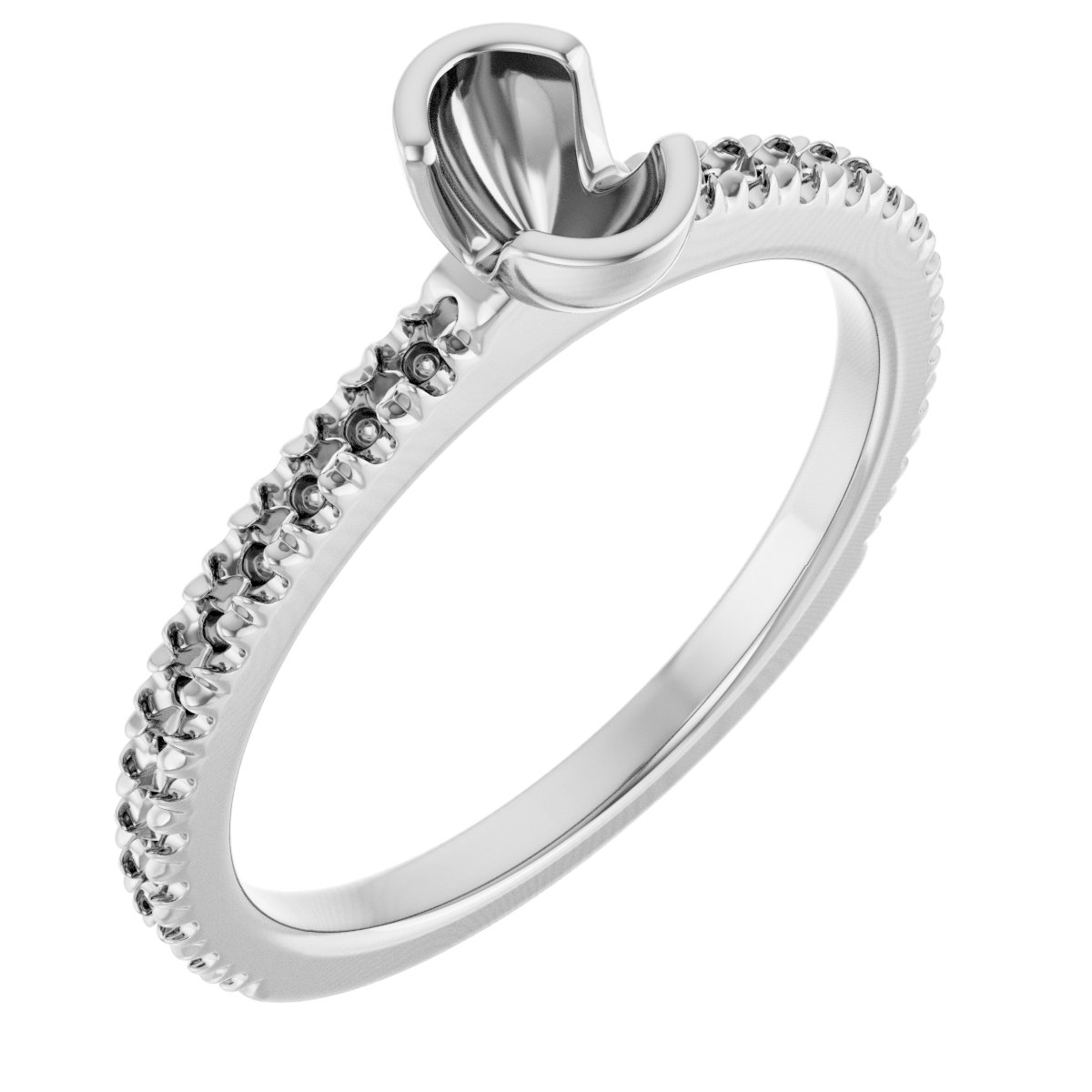 Half-Bezel Engagement Ring