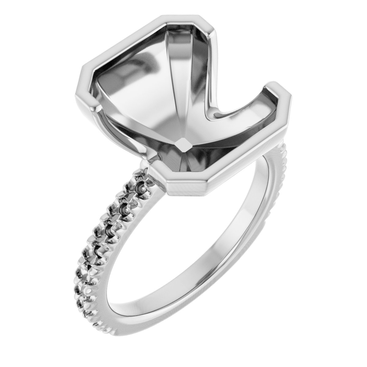 Half-Bezel Engagement Ring