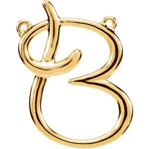 14K Yellow Script Initial B Necklace Center