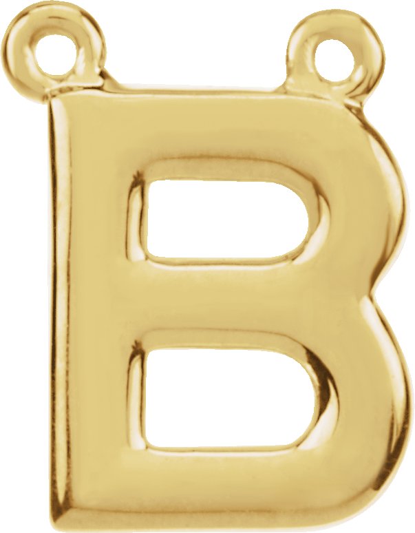 14K Yellow Block Initial B Necklace Center