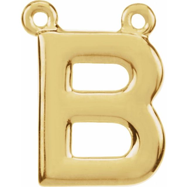 14K Yellow Block Initial B Necklace Center
