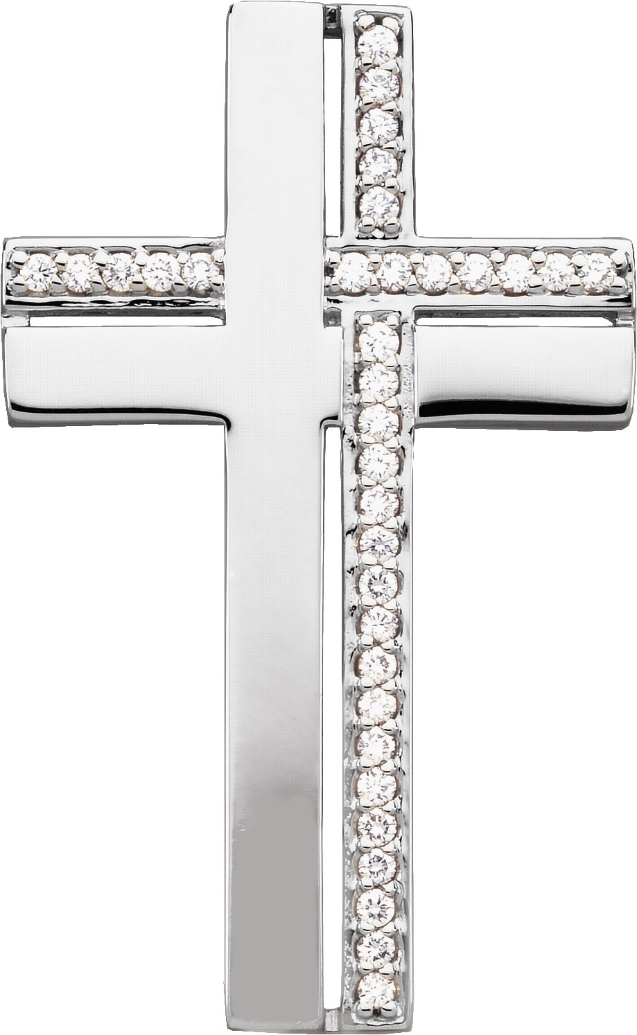 14K White 1/4 CTW Natural Diamond Cross Pendant