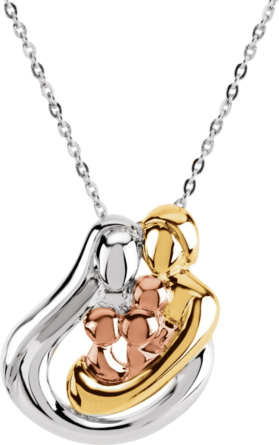 18K Yellow Gold-Plated and 14K Rose Gold-Plated Sterling Silver 3 Child Family 18" Necklace