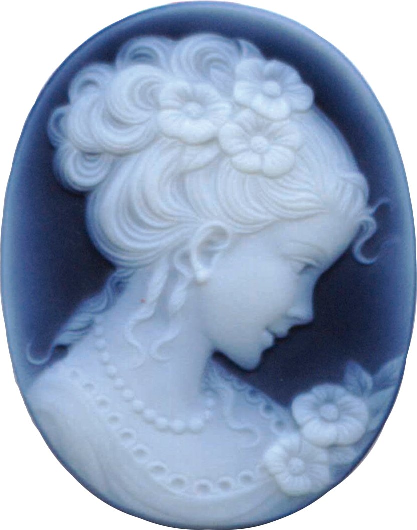 Oval Victorian Lady (C) Natural Black Agate Cameo