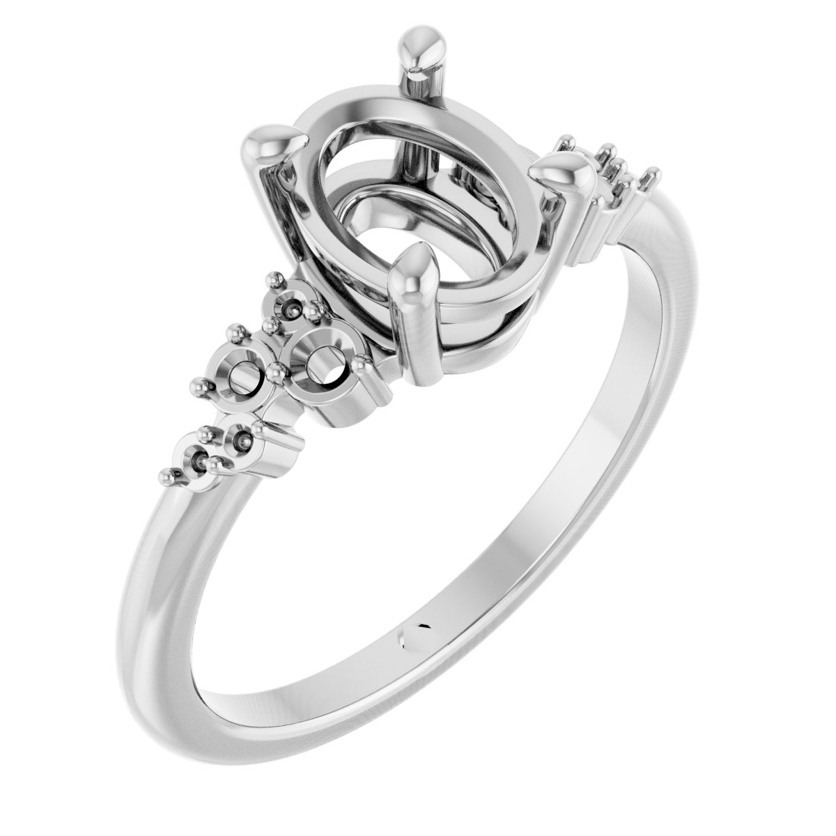 Apple - M&M&M 14K White Gold 8x6 mm Oval Accented Engagement Ring Mounting | Stuller