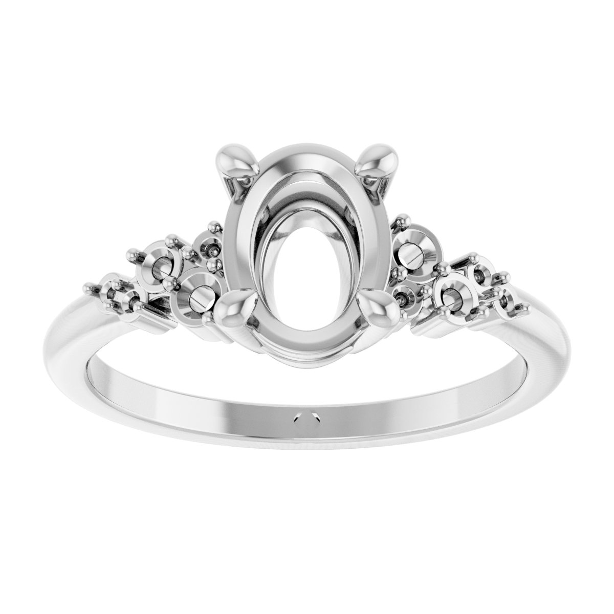 14K White Gold 8x6 mm Oval Accented Engagement Ring Mounting | Stuller