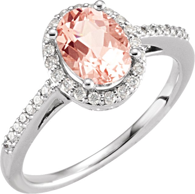 14K White Natural Morganite & 1/5 CTW Natural Diamond Ring