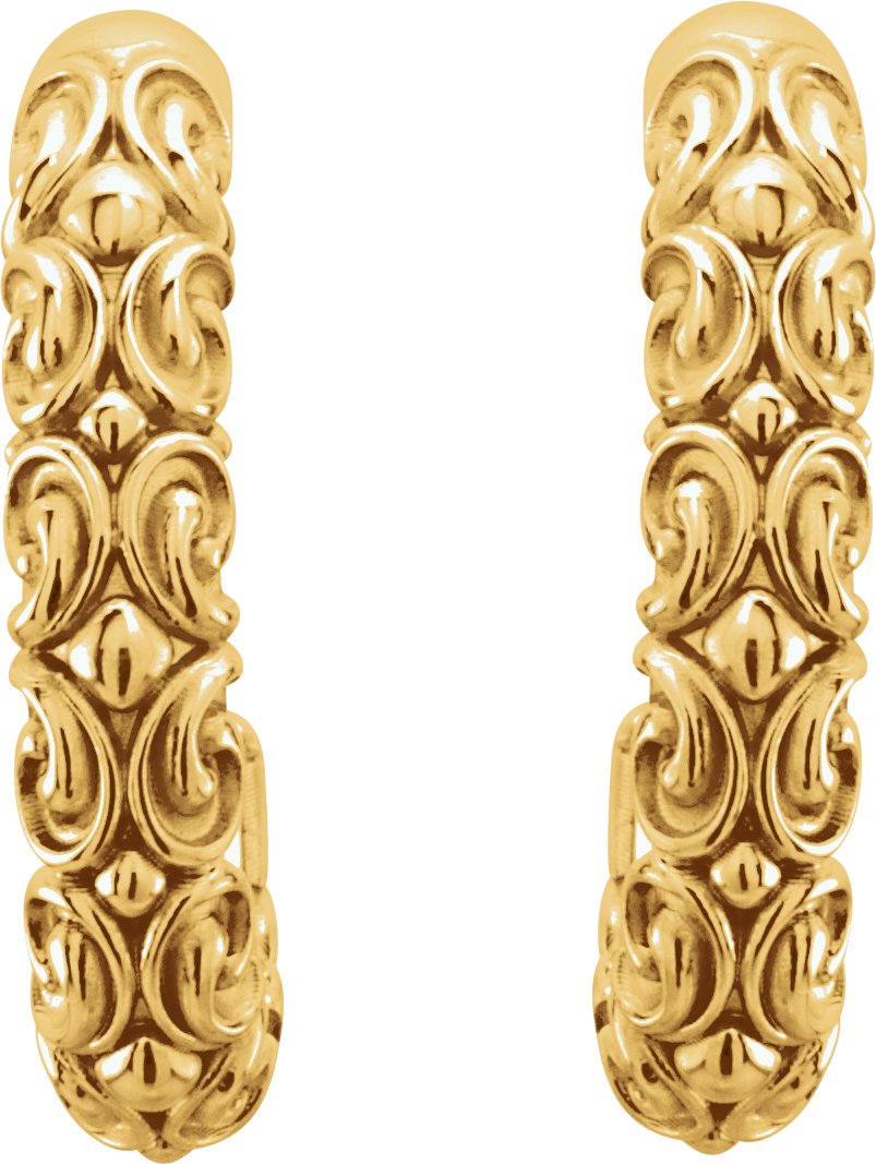 14K Yellow 20 mm Sculptural J-Hoop Earrings