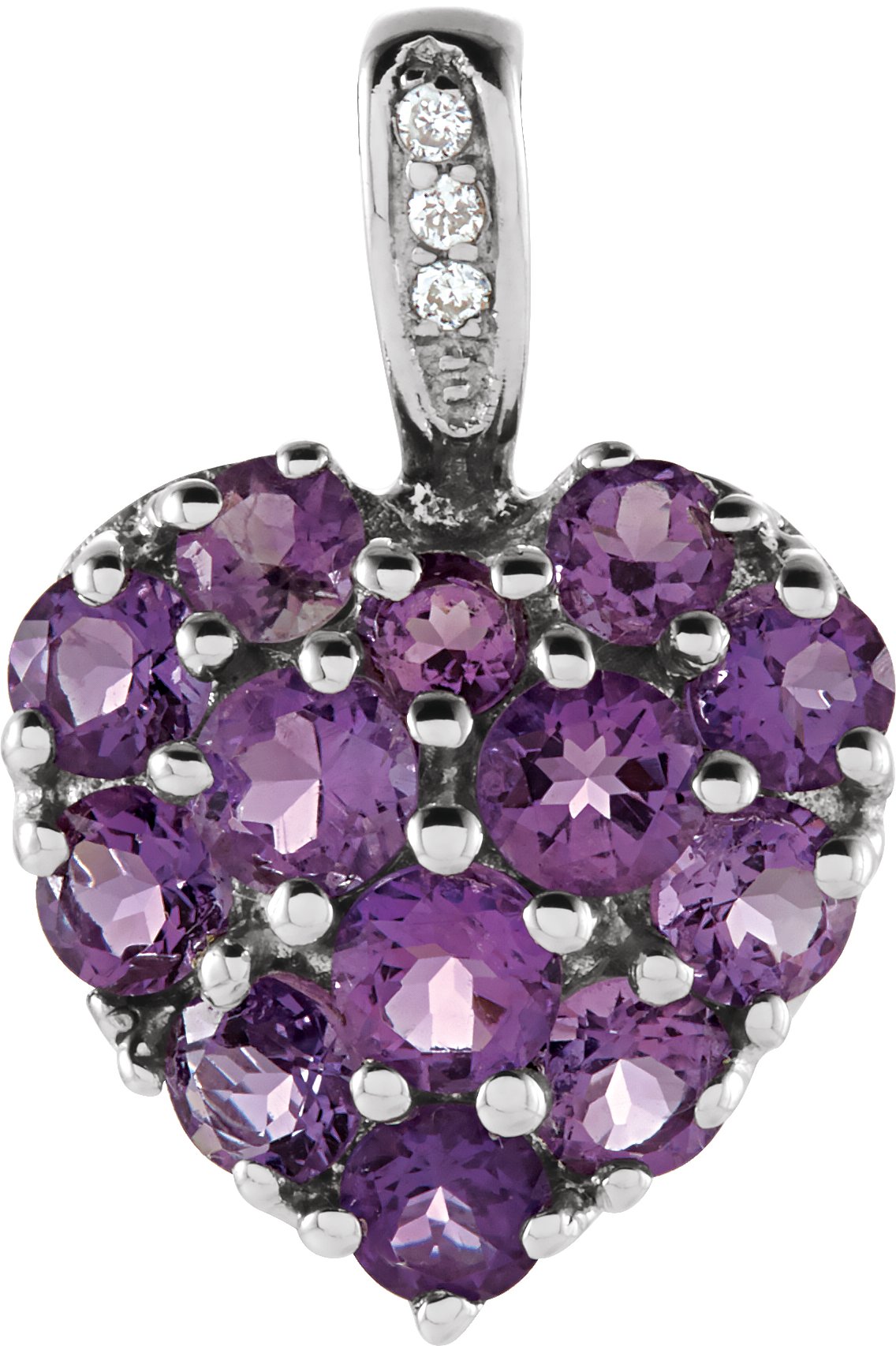 14K White Amethyst and .01 CTW Diamond Heart Pendant Ref 9128342