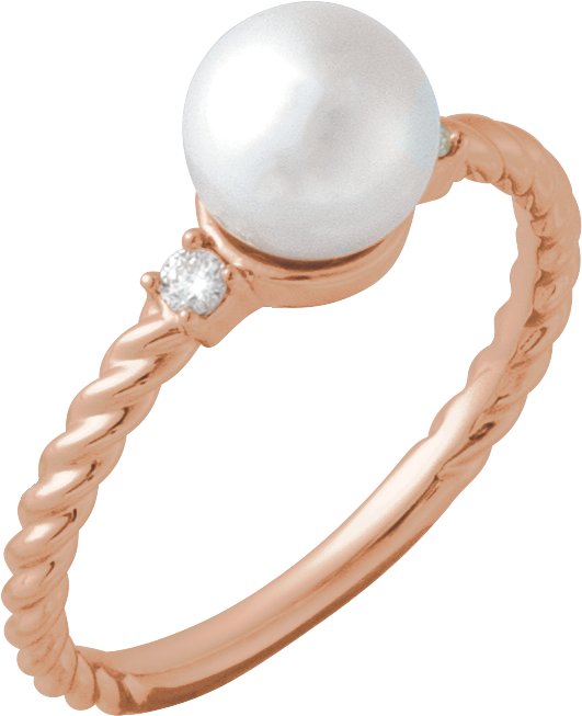 Accented Rope Pearl Ring