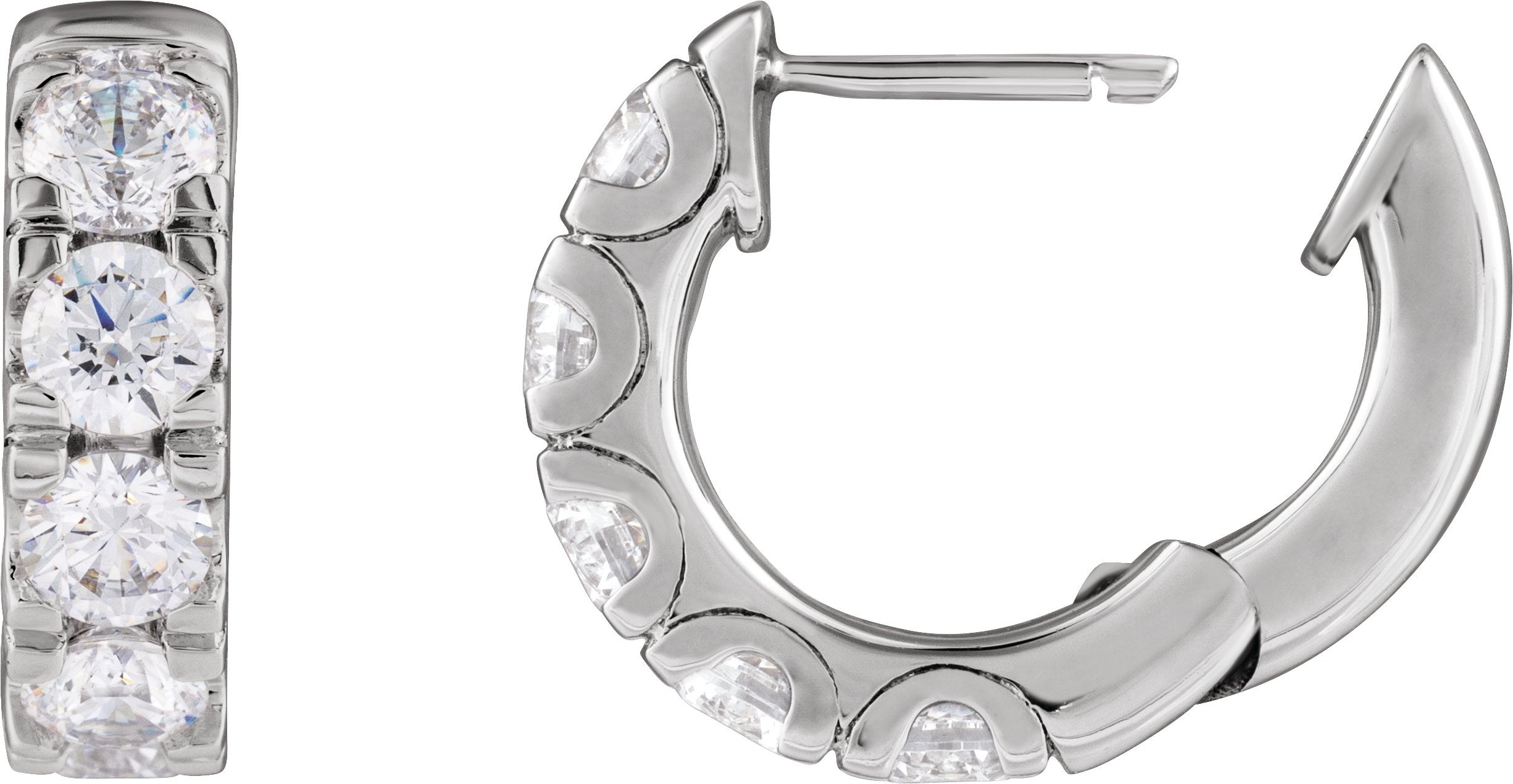 1 7/8 CTW Lab-Grown Diamond Hinged 14.7 mm Hoop Earrings view 3
