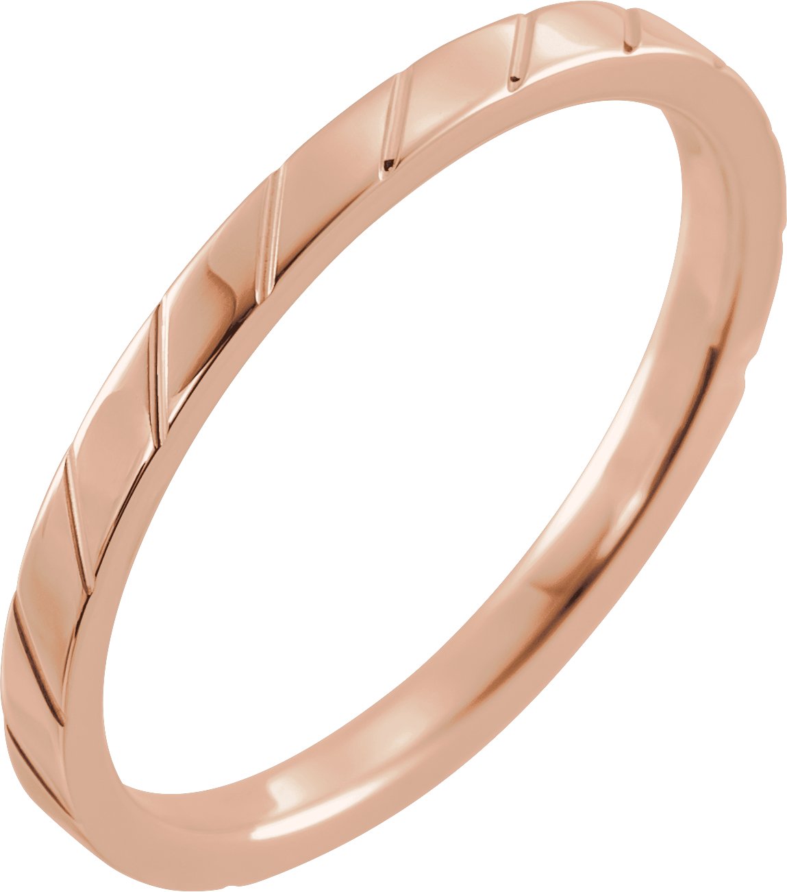 Diagonal Grooved Comfort-Fit Flat Band