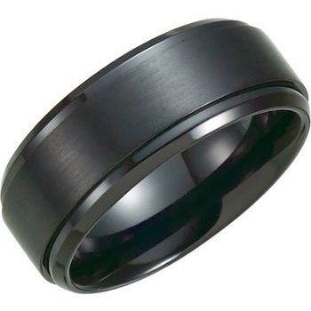 Black Titanium 9 mm Ridged Band Size 10 Ref 6005149