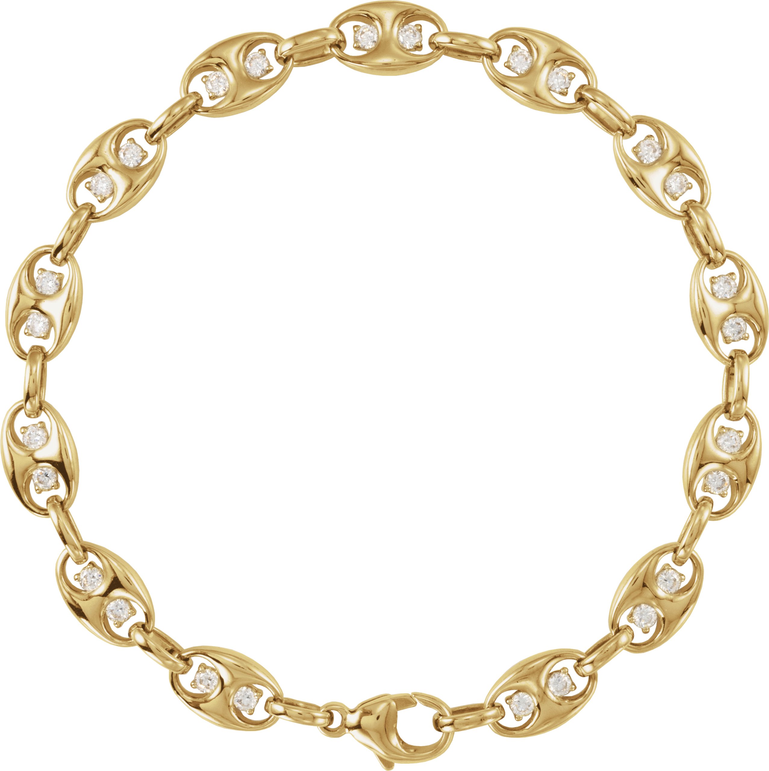 14K Yellow Gold 1 CTW Lab-Grown Diamond Mariner Link 7 1/2 Bracelet