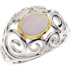 Two-Tone Oval Cabochon Scroll Ring Mounting