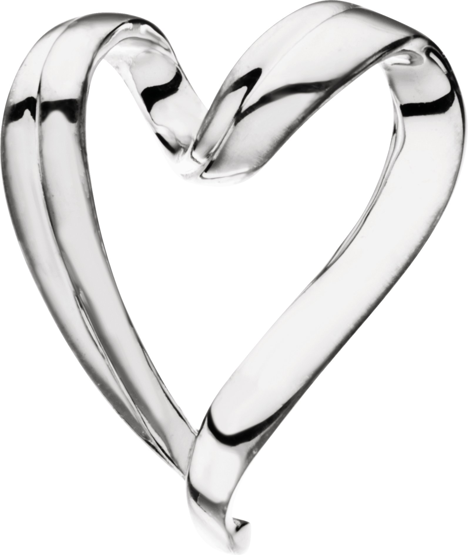 14K White Heart Slide Pendant