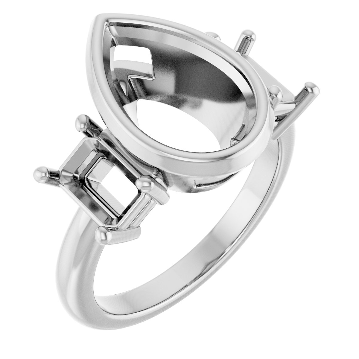 Bezel-Set Three-Stone Engagement Ring