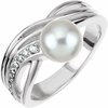 Akoya Cultured Pearl and Diamond Ring 7.5mm .08 CTW Ref 397017