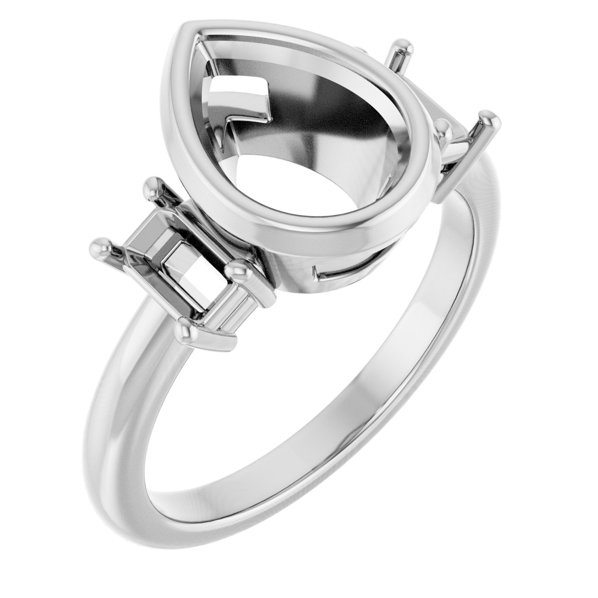 Bezel-Set Three-Stone Engagement Ring