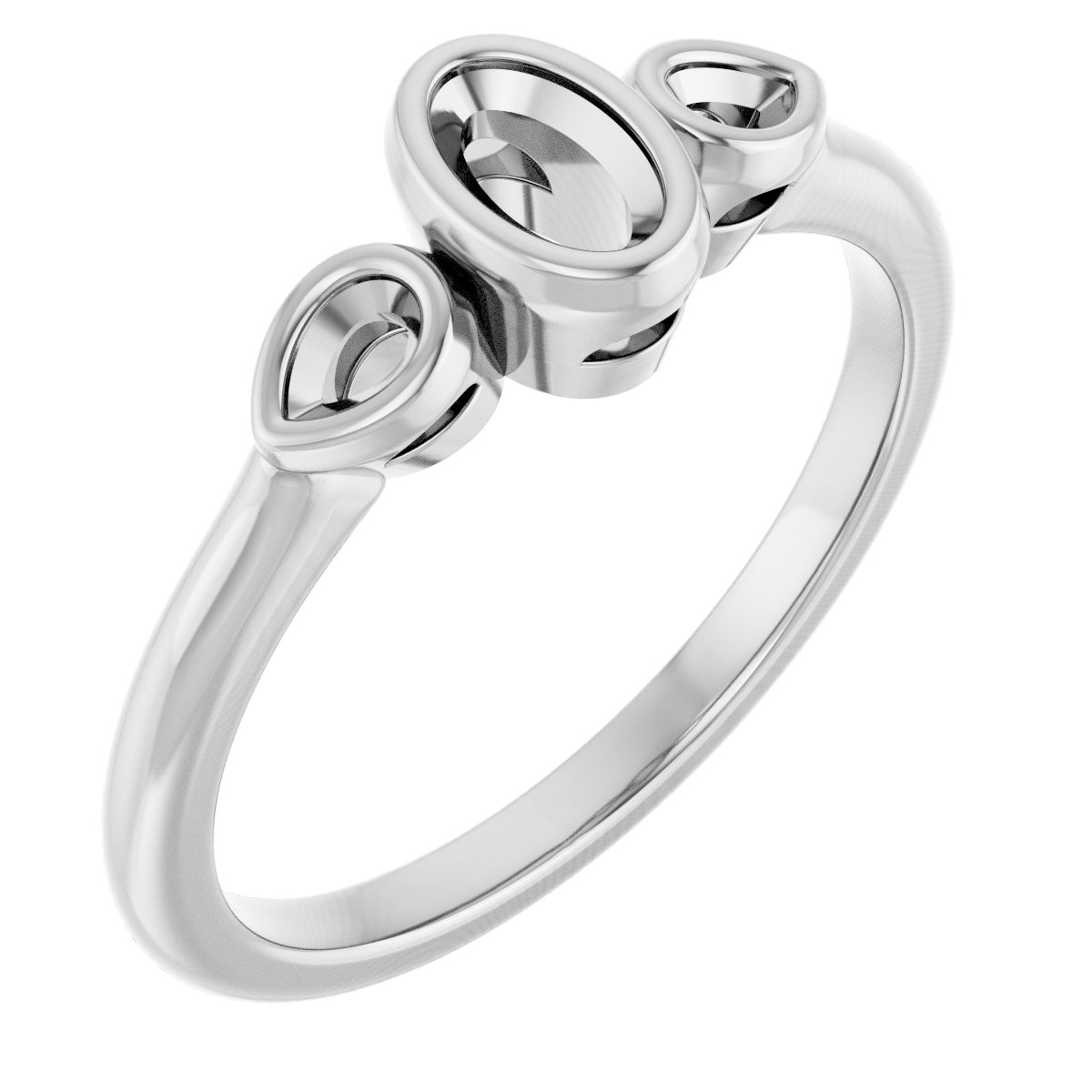 Bezel-Set Three-Stone Engagement Ring