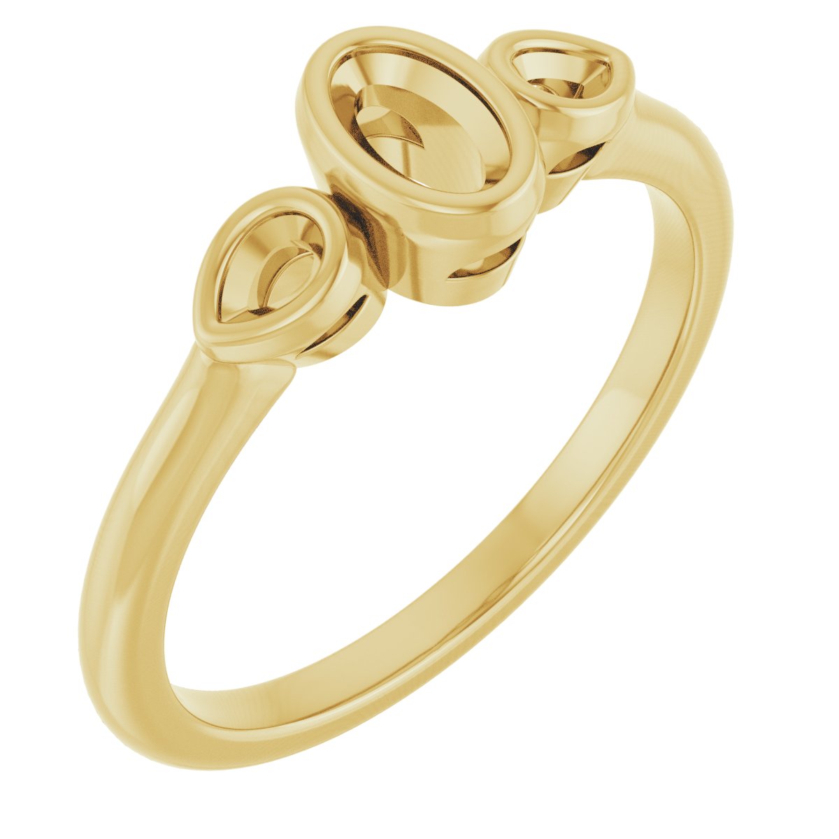Bezel-Set Three-Stone Engagement Ring