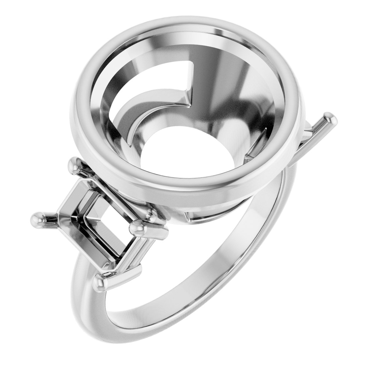 Bezel-Set Three-Stone Engagement Ring