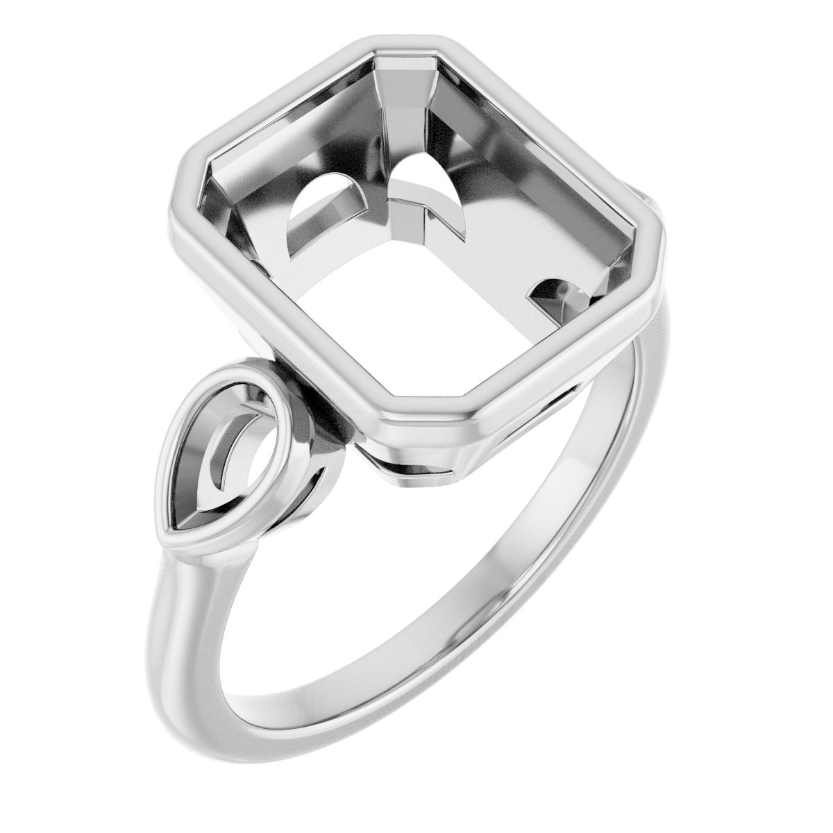 Bezel-Set Three-Stone Engagement Ring