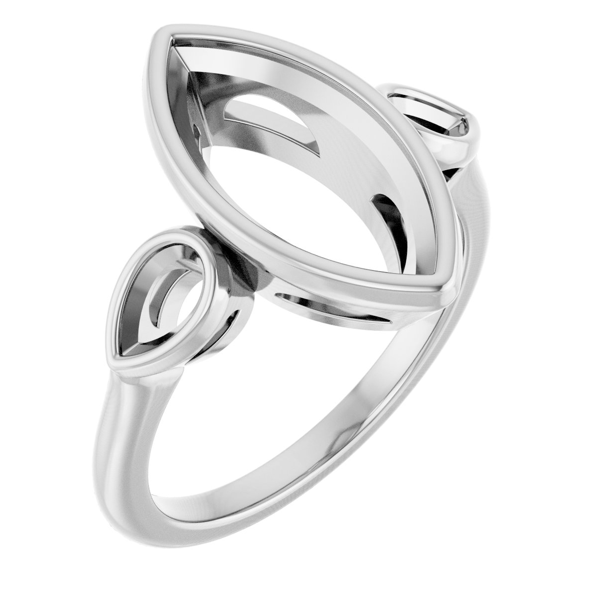 Bezel-Set Three-Stone Engagement Ring