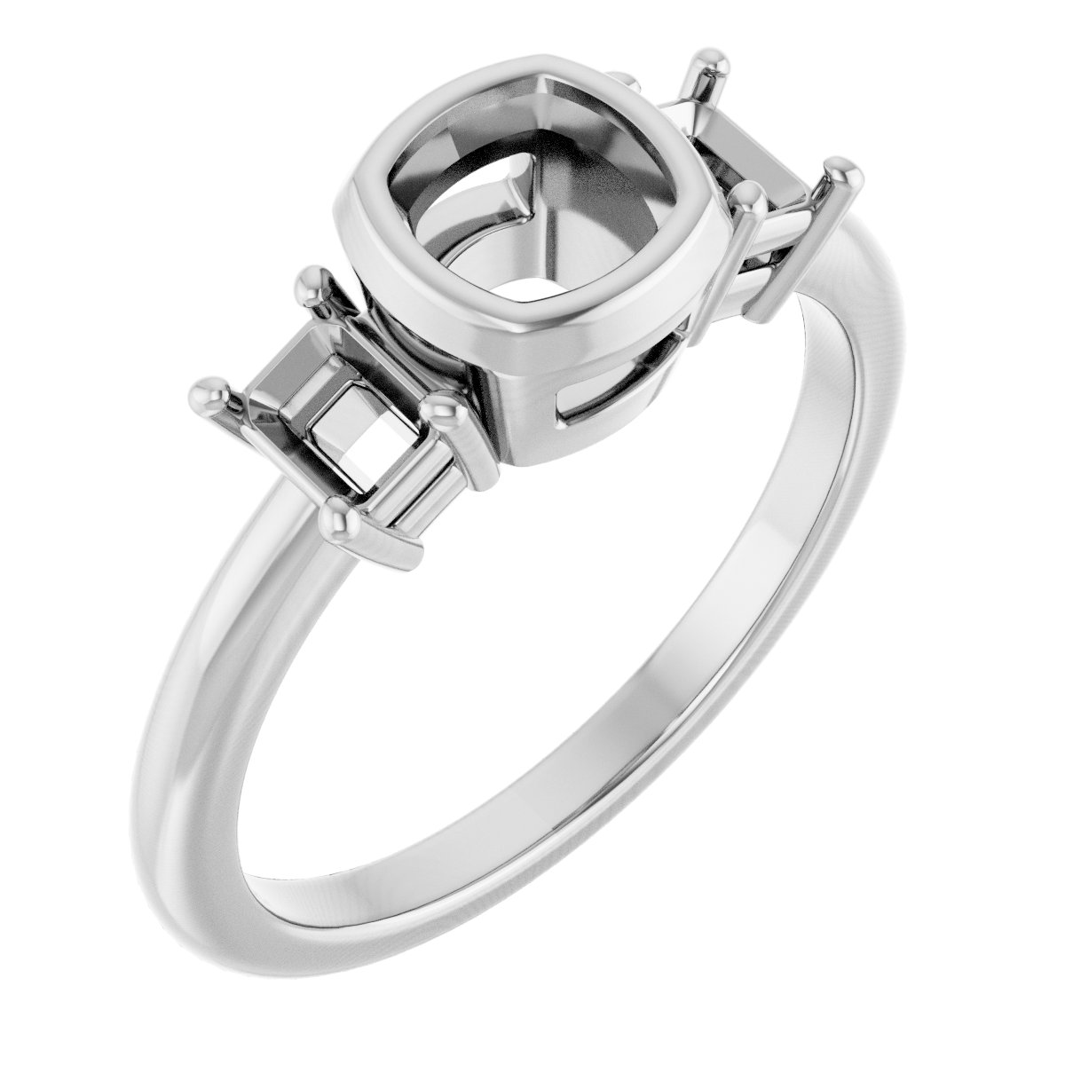 Bezel-Set Three-Stone Engagement Ring